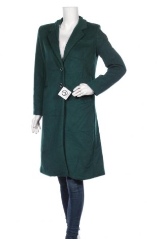 Дамско палто, Размер L, Цвят Зелен, 75% полиестер, 20% вискоза, 5% еластан, Цена 54,34 лв.
