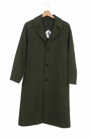 Дамско палто Zara, Размер XS, Цвят Зелен, 45% вълна, 34% полиестер, 21% вискоза, Цена 76,00 лв.