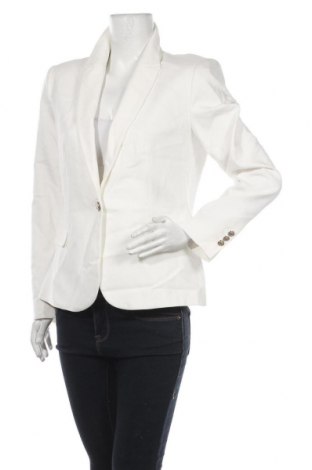 Дамско сако Zara, Размер XL, Цвят Бял, 53% памук, 44% полиестер, 3% еластан, Цена 44,10 лв.