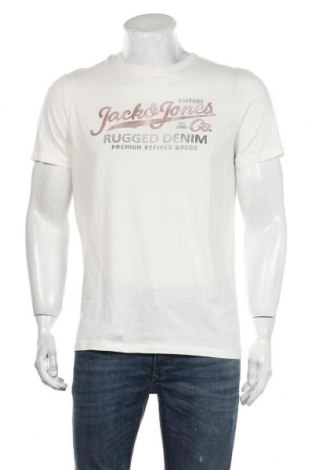 Мъжка тениска Jack & Jones, Размер M, Цвят Бял, Памук, Цена 36,75 лв.