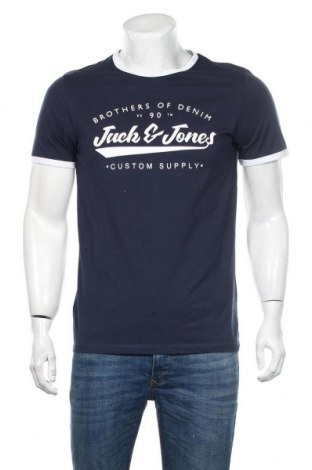 Мъжка тениска Jack & Jones, Размер M, Цвят Син, 100% памук, Цена 36,75 лв.