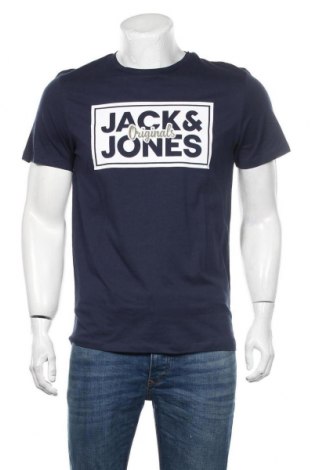 Мъжка тениска Jack & Jones, Размер M, Цвят Син, 100% памук, Цена 36,75 лв.