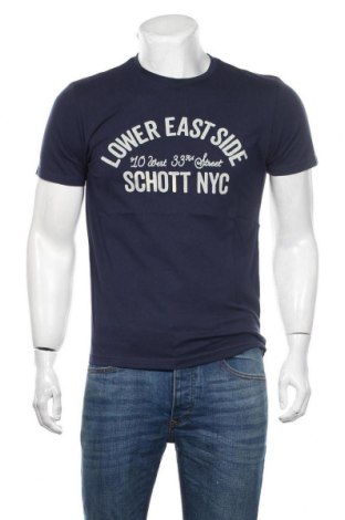 Мъжка тениска Schott, Размер S, Цвят Син, Памук, Цена 26,07 лв.