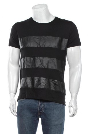 Мъжка тениска Zara Man, Размер L, Цвят Черен, Текстил, еко кожа, Цена 22,05 лв.