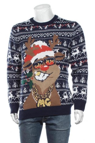 Мъжки пуловер Pull&Bear, Размер L, Цвят Син, Акрил, Цена 35,40 лв.
