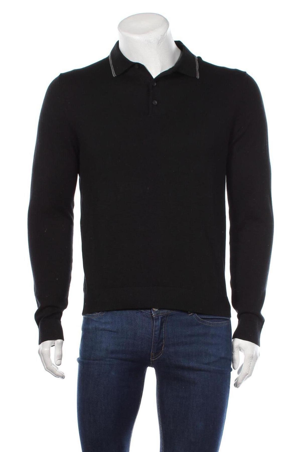 Мъжки пуловер S.Oliver, Размер M, Цвят Черен, 100% памук, Цена 66,75 лв.