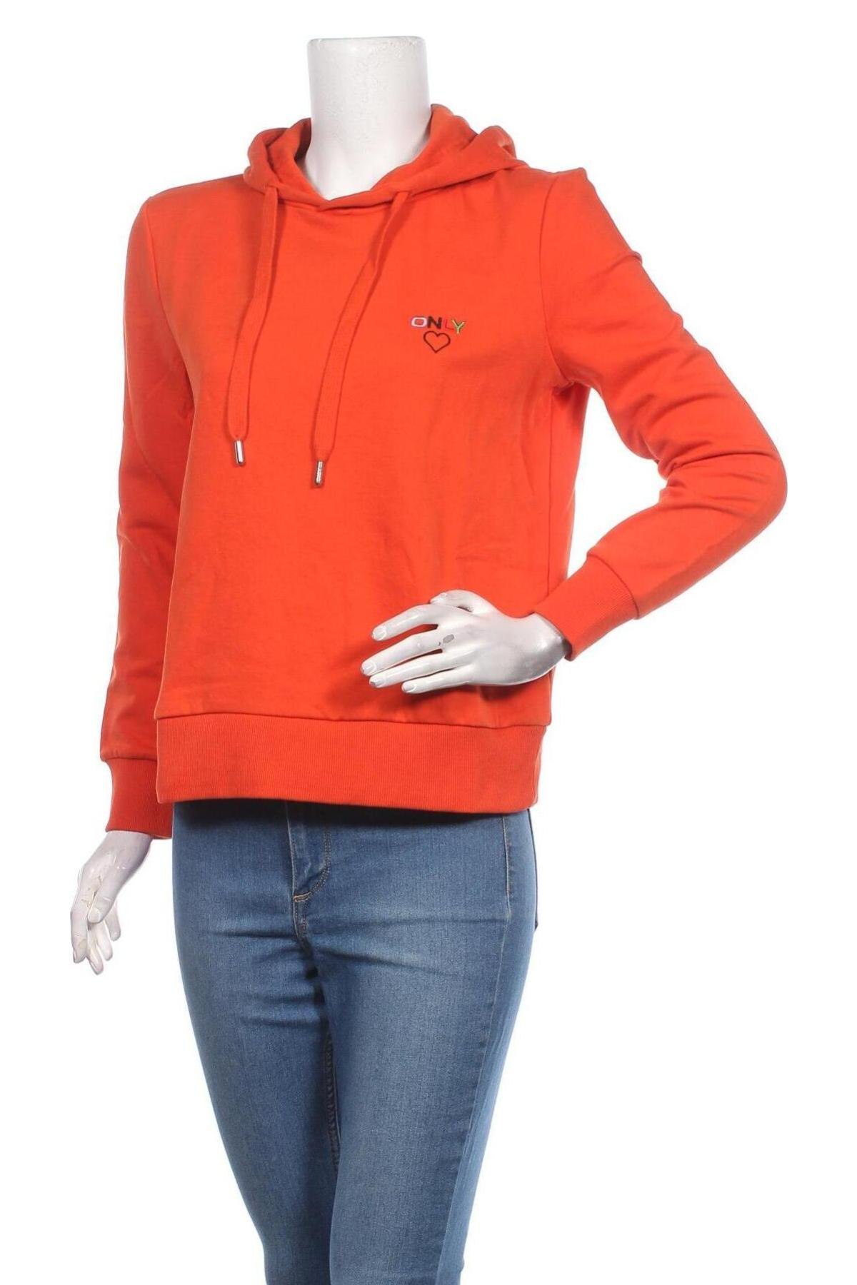 Γυναικείο φούτερ ONLY, Μέγεθος XS, Χρώμα Πορτοκαλί, 60% βαμβάκι, 40% πολυεστέρας, Τιμή 21,24 €