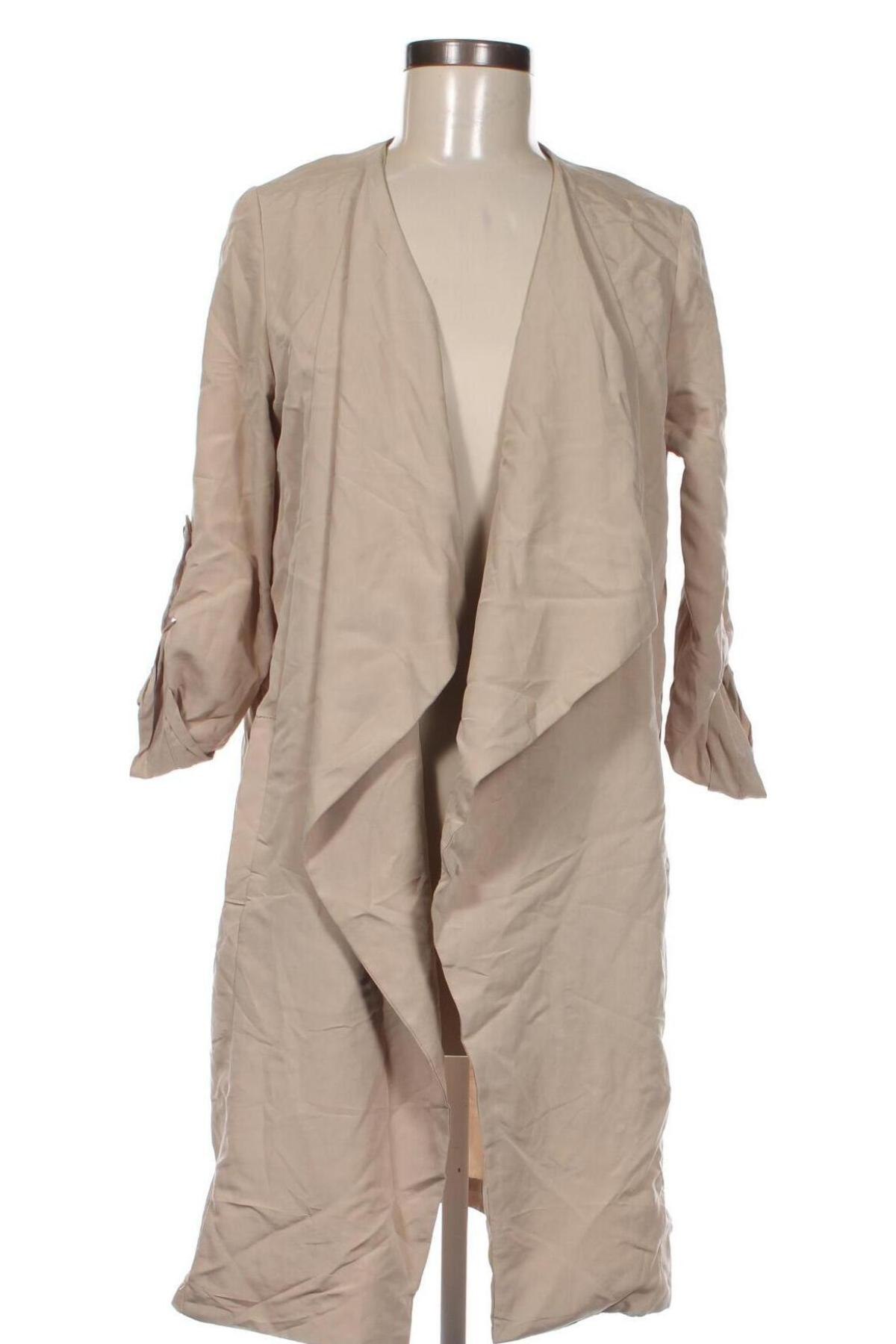 Дамско палто Bershka, Размер S, Цвят Бежов, Цена 8,96 лв.