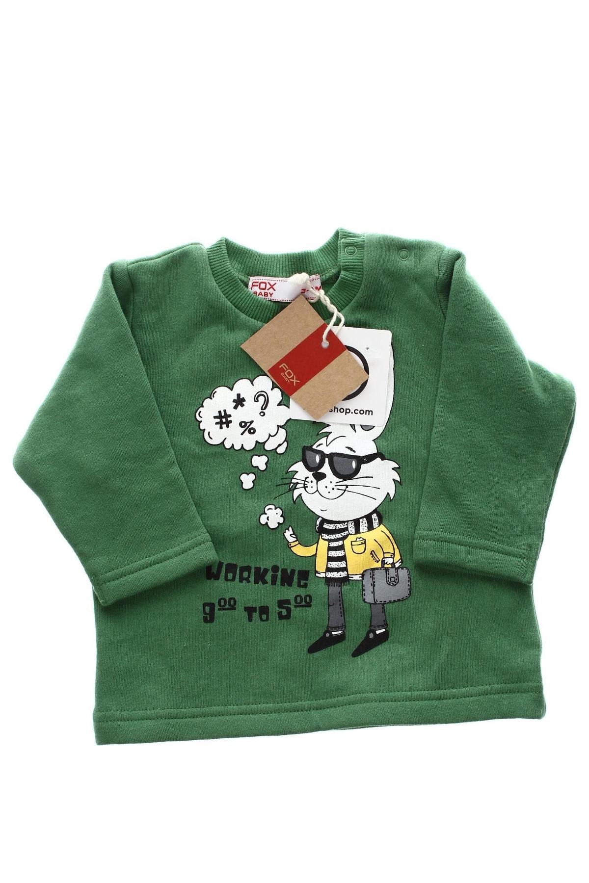 Детска блуза Fox Baby, Размер 3-6m/ 62-68 см, Цвят Зелен, Цена 35,00 лв.