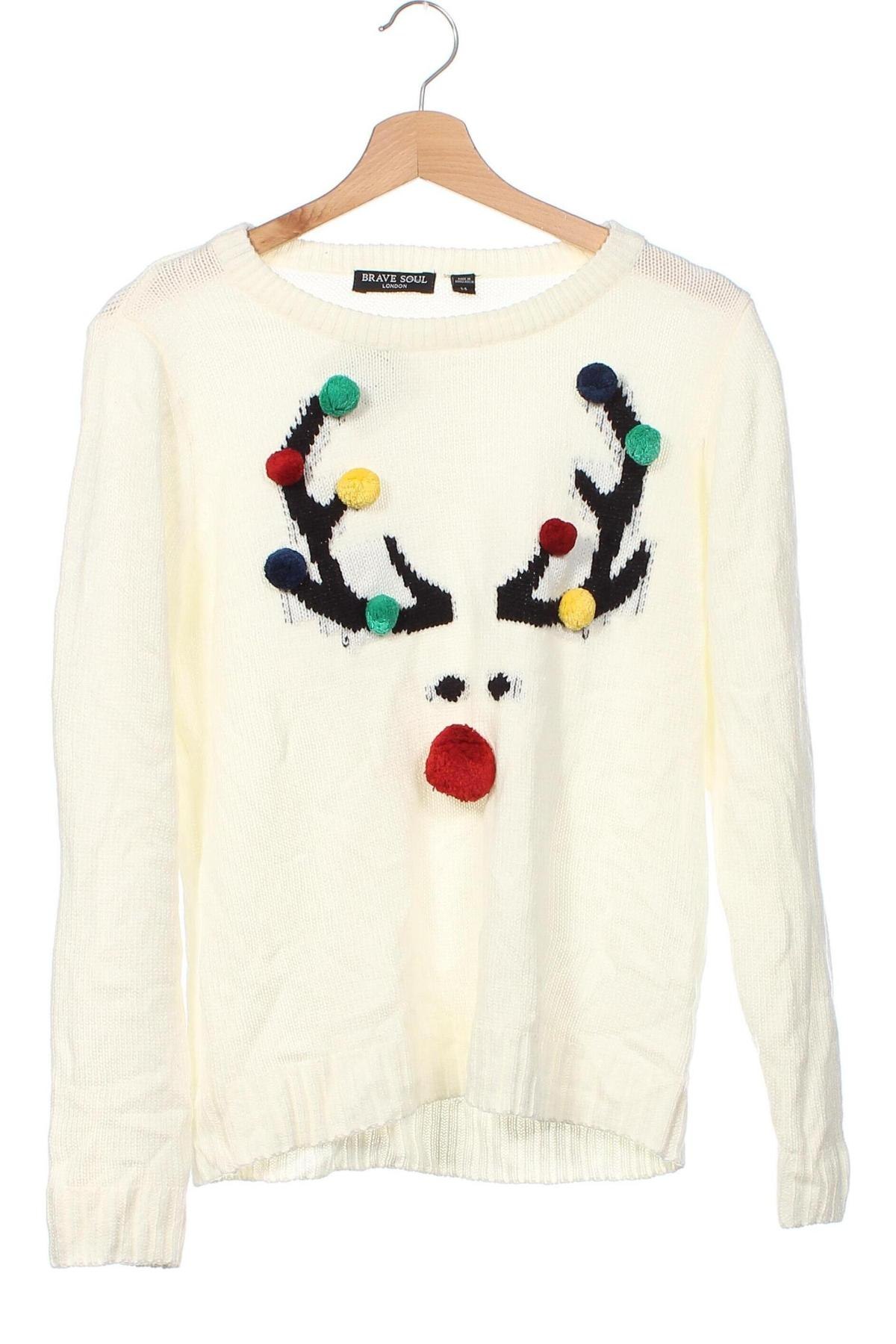 Детски пуловер Brave Soul, Размер 14-15y/ 168-170 см, Цвят Бял, Цена 6,51 лв.