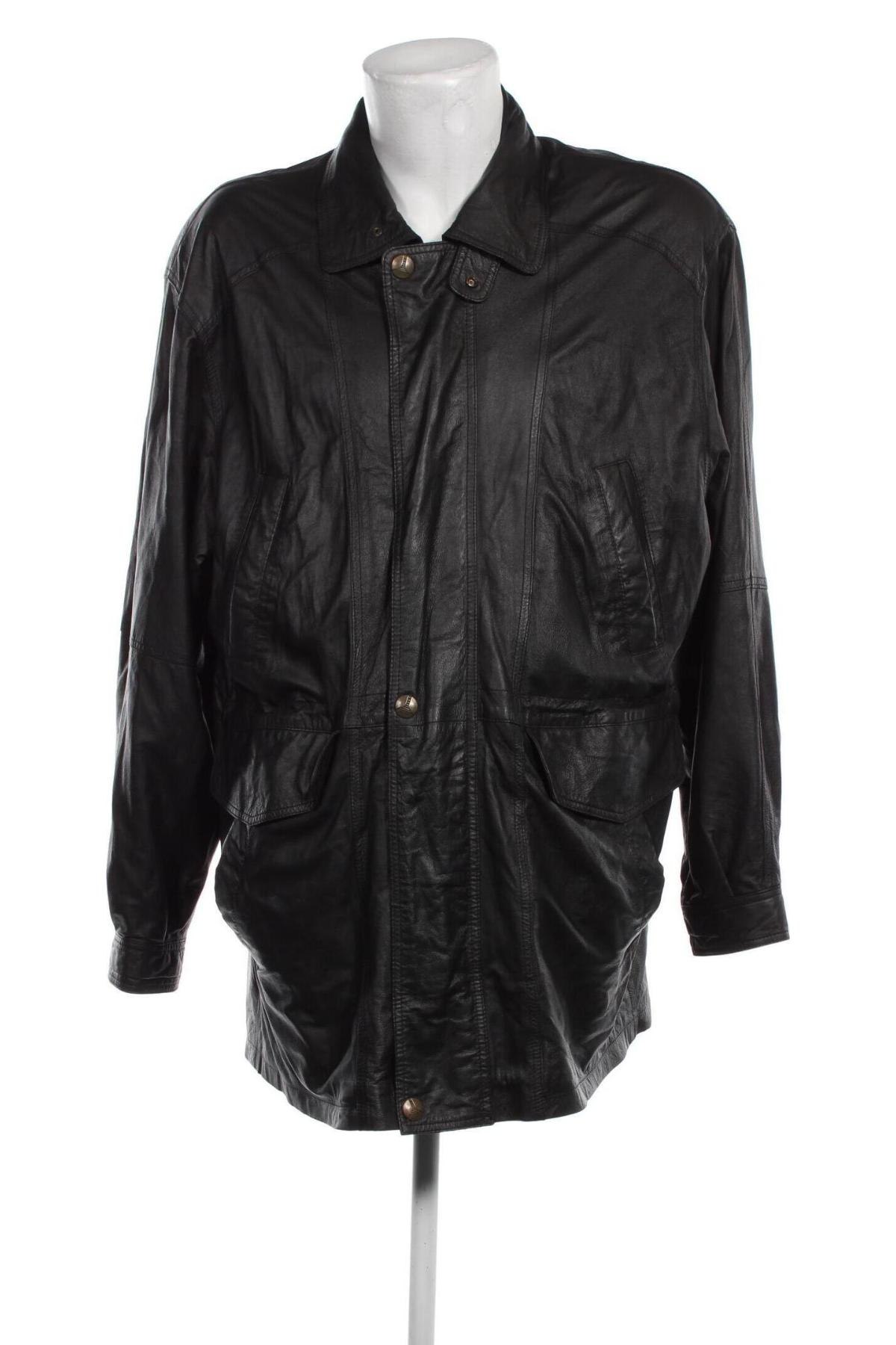 Ανδρικό δερμάτινο μπουφάν, Μέγεθος XL, Χρώμα Μαύρο, Τιμή 14,56 €