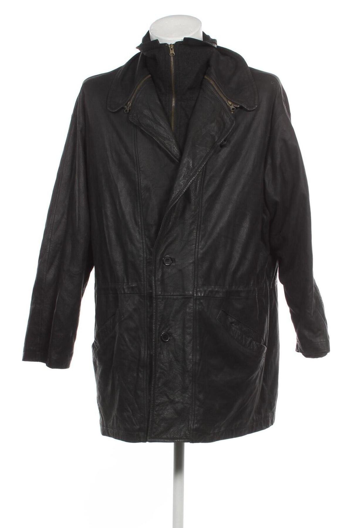Мъжко кожено яке, Размер XL, Цвят Черен, Цена 107,00 лв.
