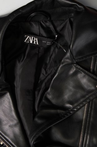 Дамско кожено яке Zara, Размер S, Цвят Черен, Цена 41,99 лв.