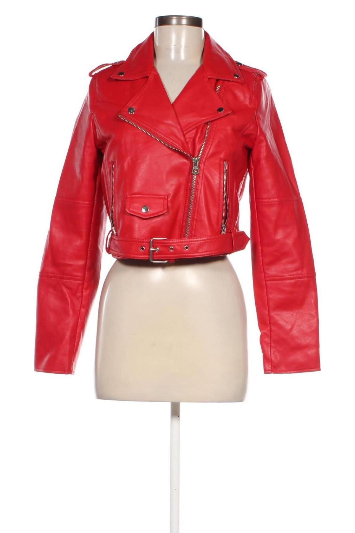 Damen Lederjacke Pull&Bear, Größe M, Farbe Rot, Preis 30,00 €