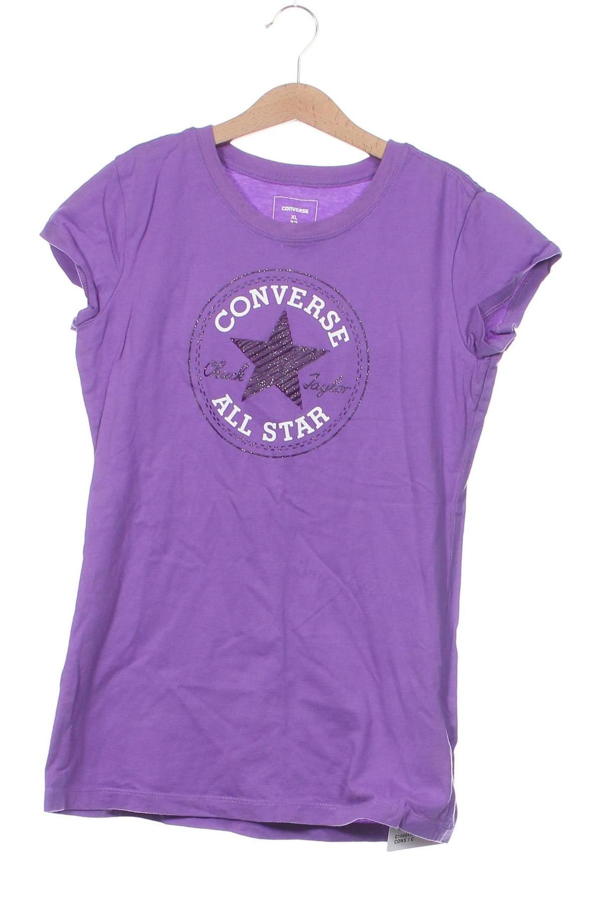 Dziecięcy T-shirt Converse, Rozmiar 12-13y/ 158-164 cm, Kolor Fioletowy, Cena 124,48 zł