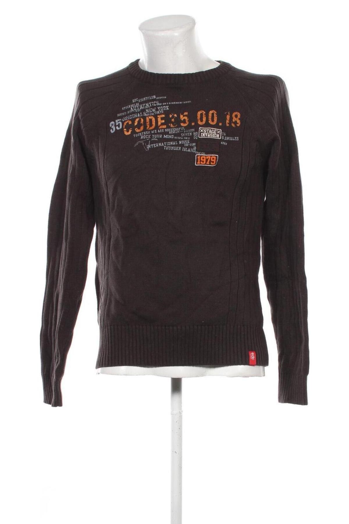 Męski sweter Edc By Esprit, Rozmiar L, Kolor Brązowy, Cena 157,99 zł