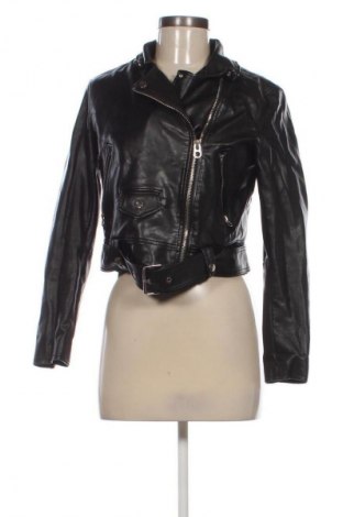 Damen Lederjacke Bershka, Größe L, Farbe Schwarz, Preis 29,73 €