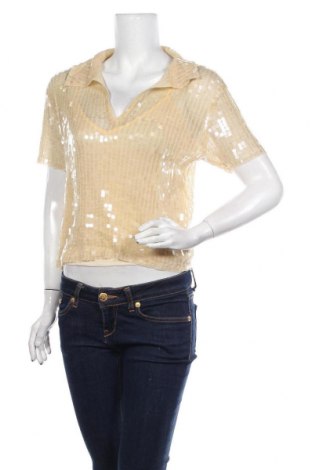 Дамска блуза Zara, Размер S, Цвят Бежов, 88% полиамид, 12% метални нишки, Цена 33,00 лв.