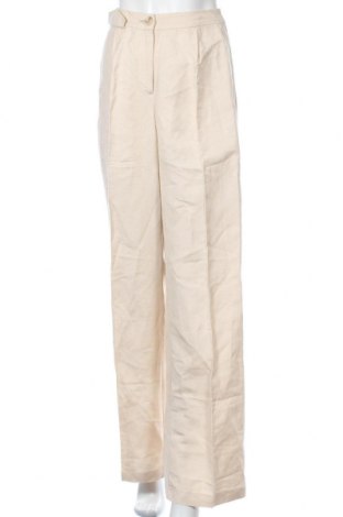 Дамски панталон Bershka, Размер M, Цвят Екрю, 51% лен, 49% вискоза, Цена 10,40 лв.