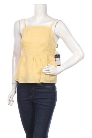 Γυναικείο αμάνικο μπλουζάκι New Look, Μέγεθος M, Χρώμα Κίτρινο, 52% λινό, 48% βαμβάκι, Τιμή 12,37 €