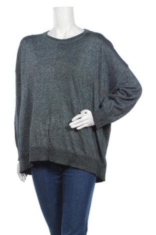 Дамски пуловер H&M, Размер XXL, Цвят Син, 72% памук, 17% полиестер, 11% метални нишки, Цена 29,40 лв.