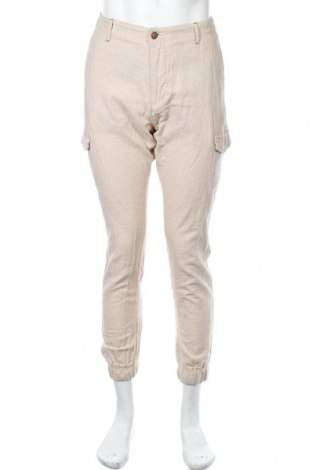 Мъжки панталон Indicode, Размер L, Цвят Бежов, 55% лен, 45% памук, Цена 17,80 лв.