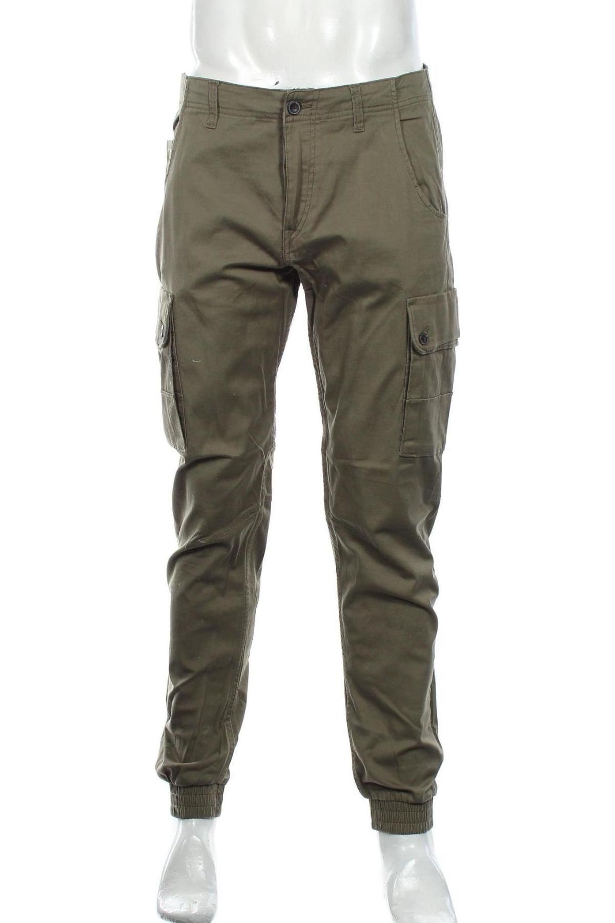Мъжки панталон Jack & Jones, Размер L, Цвят Зелен, 98% памук, 2% еластан, Цена 74,25 лв.