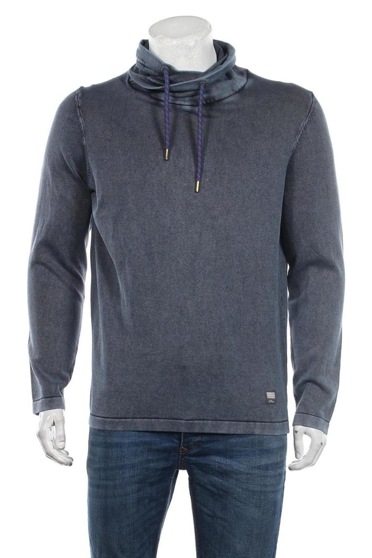 Мъжки пуловер S.Oliver, Размер L, Цвят Син, 100% памук, Цена 66,75 лв.