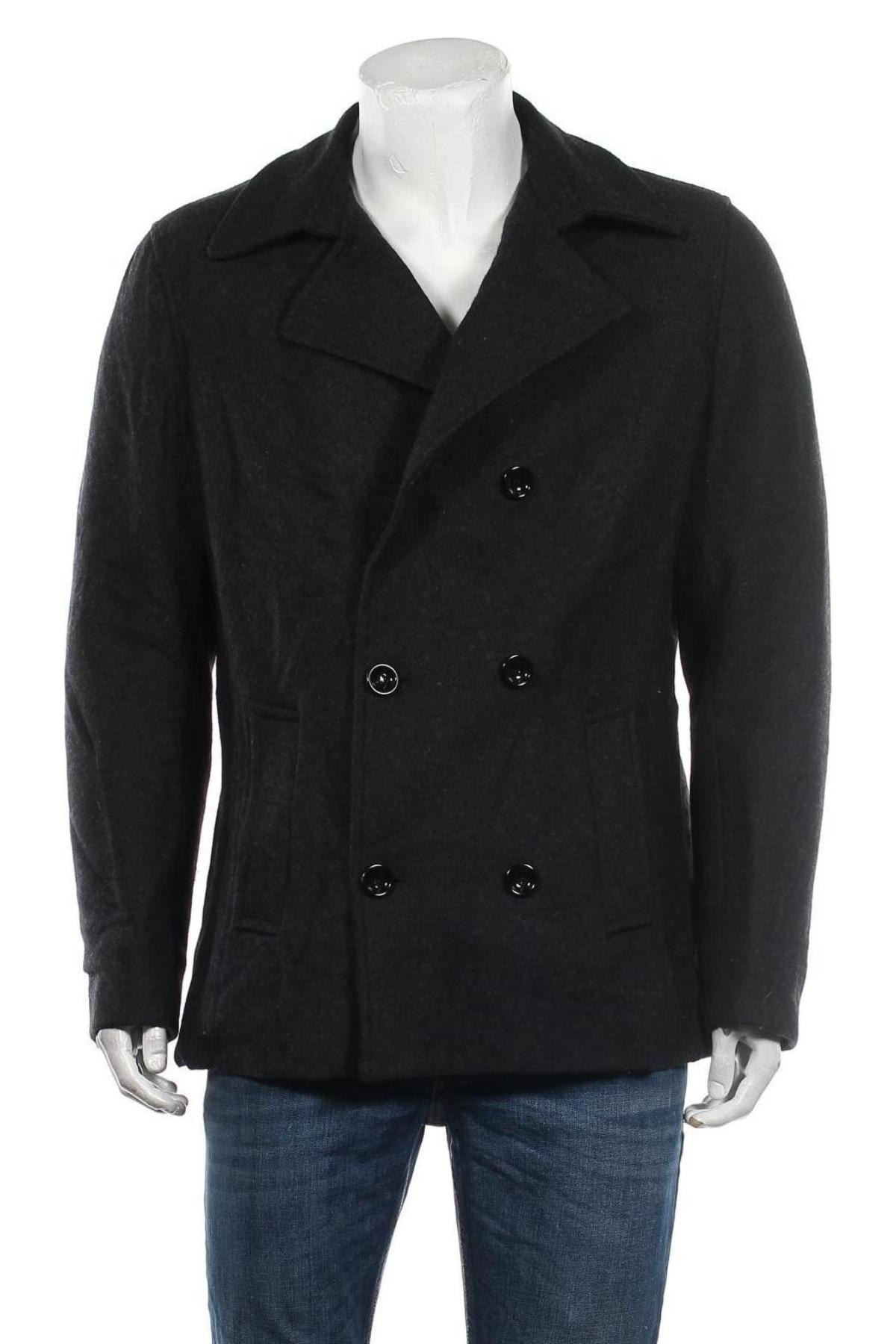 Męski płaszcz Made In Italy, Rozmiar XL, Kolor Szary, 30% wełna, 55% poliester, 15% wiskoza, Cena 177,00 zł