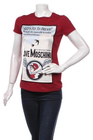 Дамска тениска Love Moschino, Размер XS, Цвят Червен, Памук, Цена 103,35 лв.