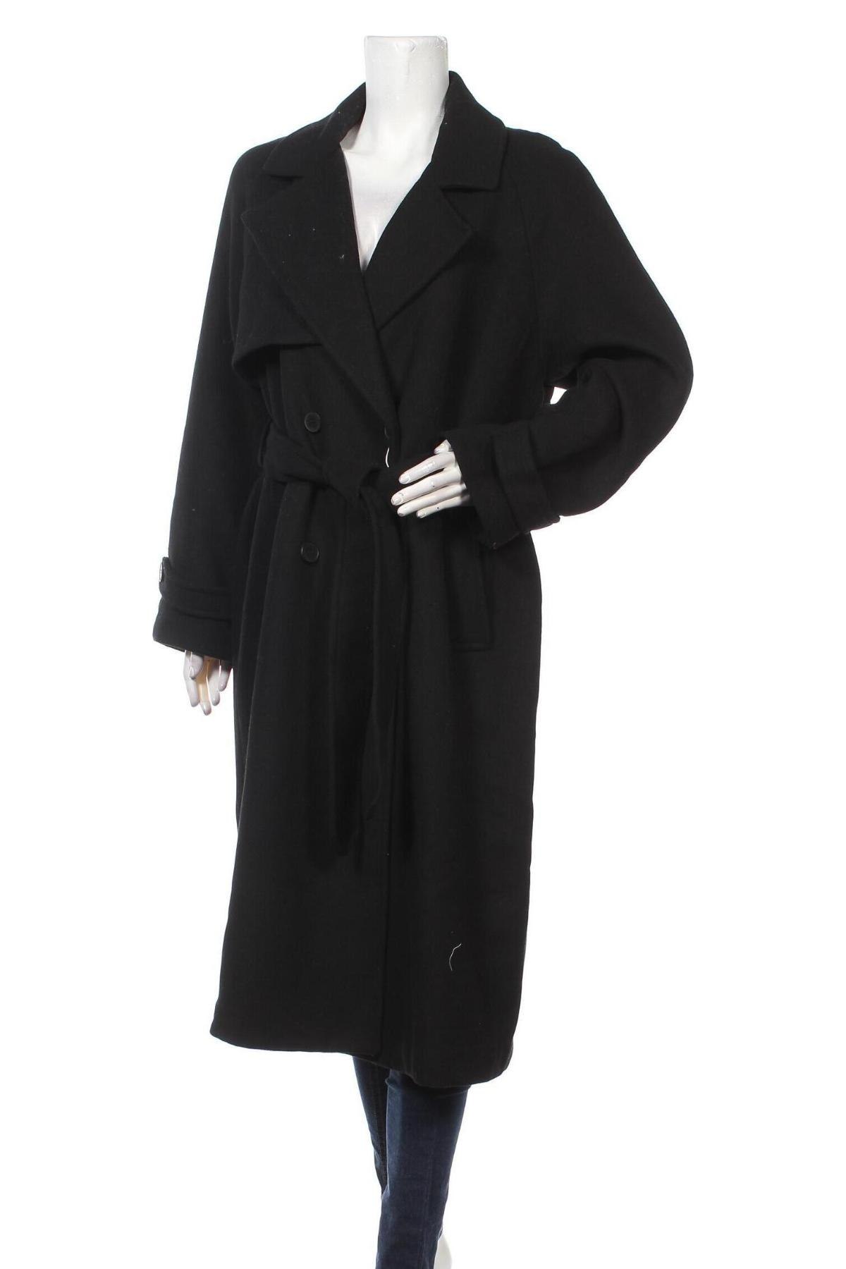 Palton de femei Bershka, Mărime L, Culoare Negru, Preț 235,27 Lei
