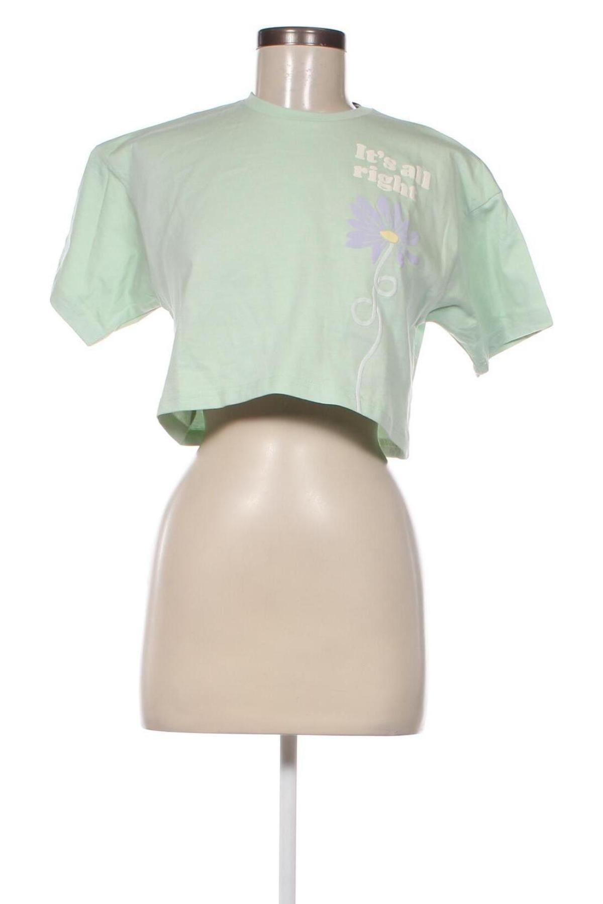 Γυναικείο t-shirt Viral Vibes, Μέγεθος XS, Χρώμα Πράσινο, Τιμή 17,01 €