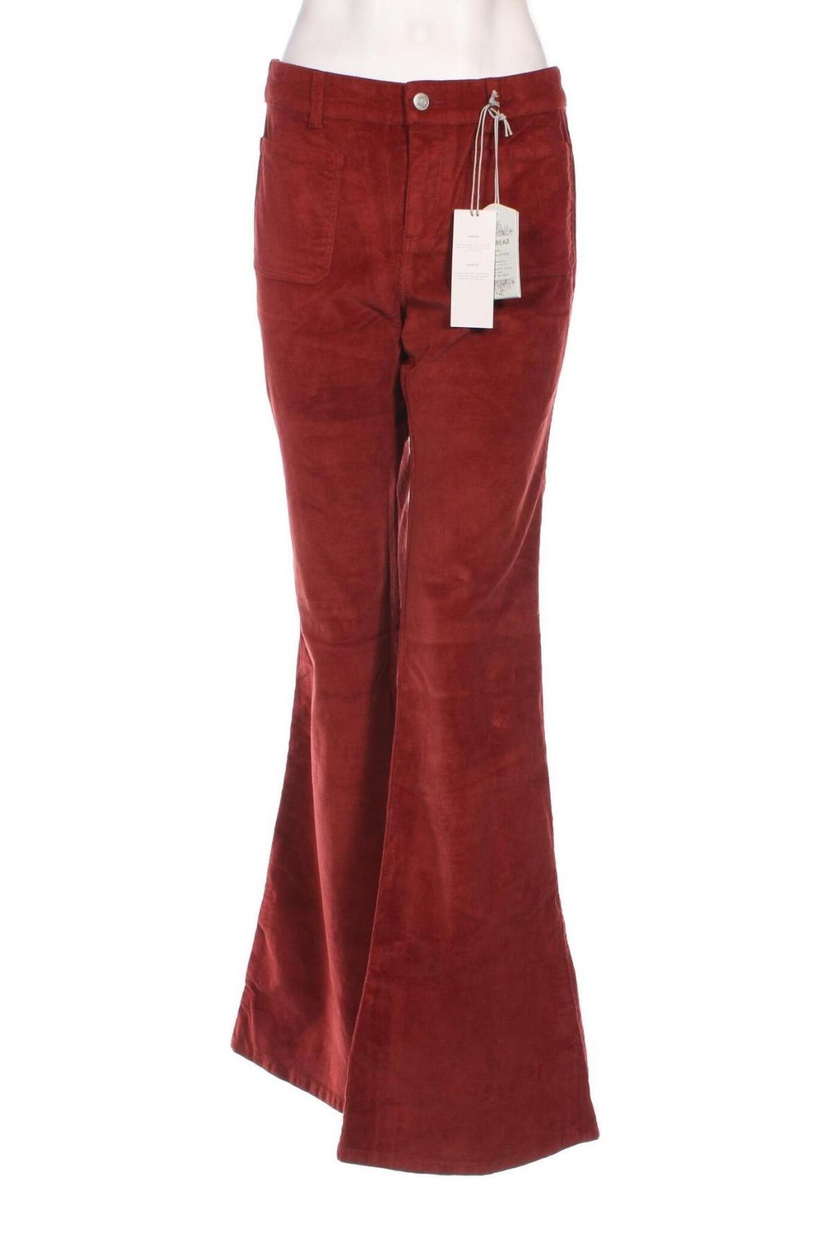 Pantaloni de velvet de femei Pull&Bear, Mărime L, Culoare Roșu, Preț 51,45 Lei