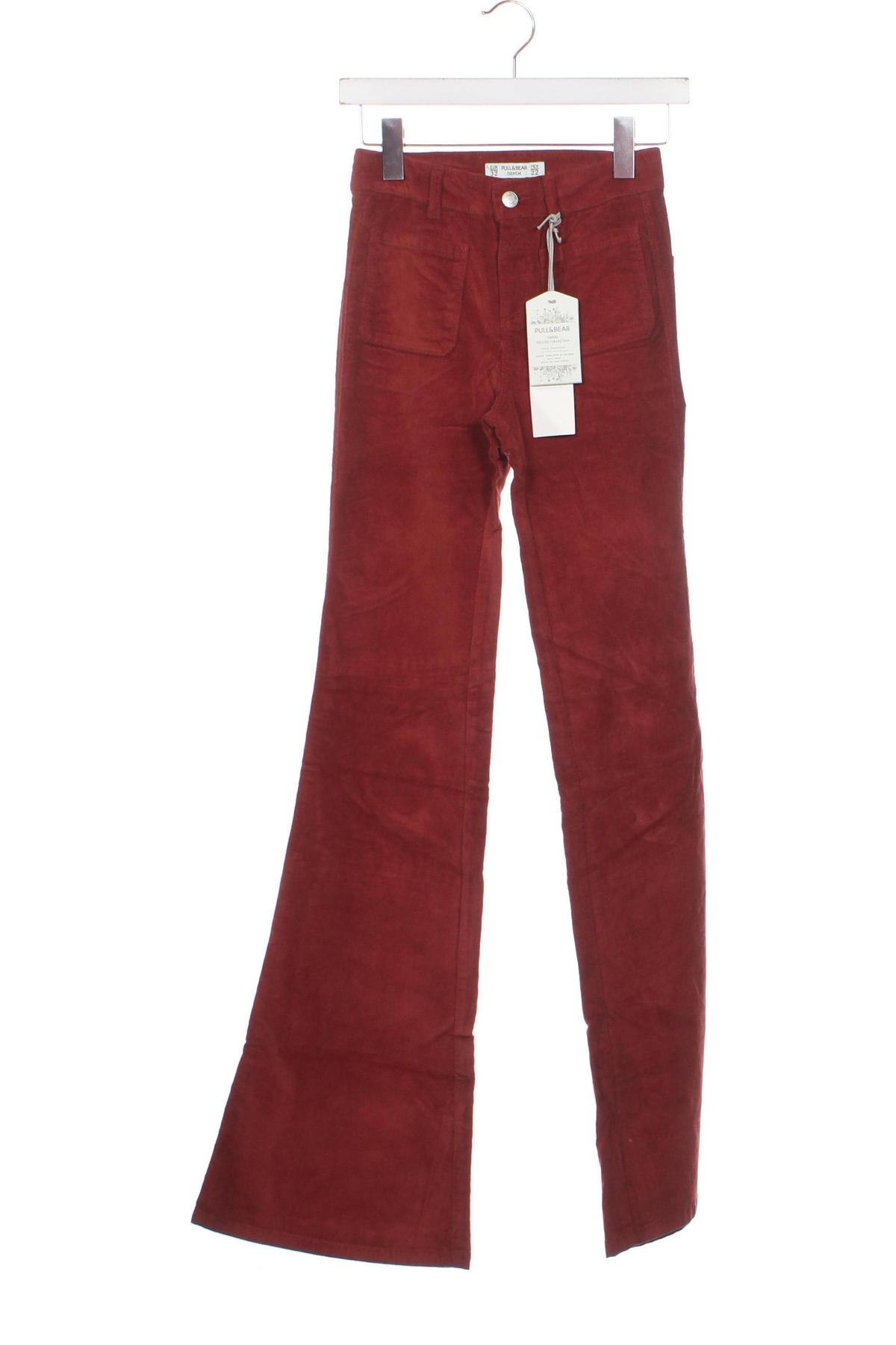 Γυναικείο κοτλέ παντελόνι Pull&Bear, Μέγεθος XXS, Χρώμα Κόκκινο, Τιμή 3,79 €
