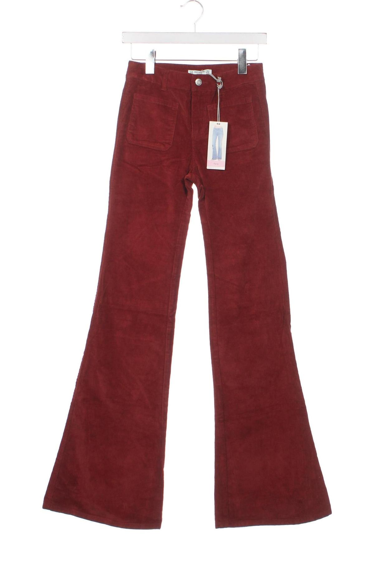 Pantaloni de velvet de femei Pull&Bear, Mărime XS, Culoare Roșu, Preț 22,70 Lei