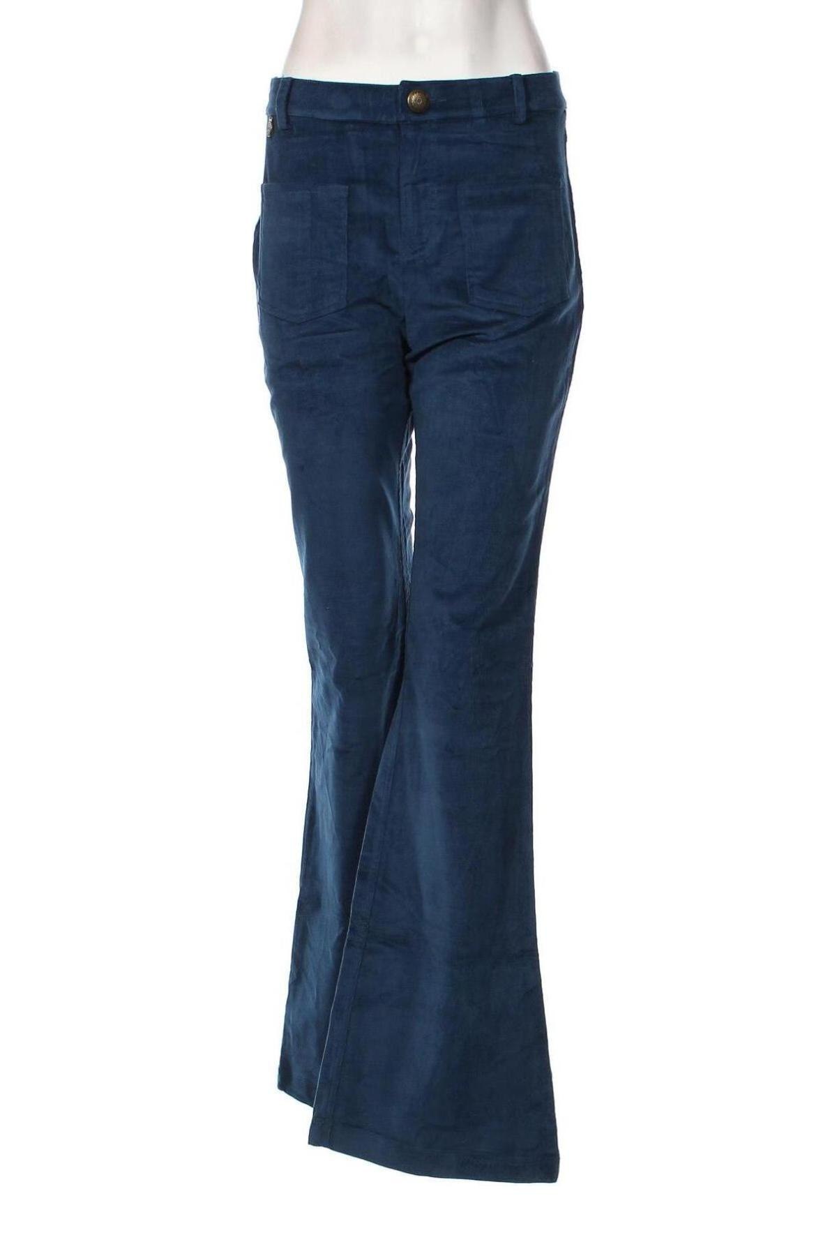 Pantaloni de velvet de femei Smash, Mărime L, Culoare Albastru, Preț 151,32 Lei