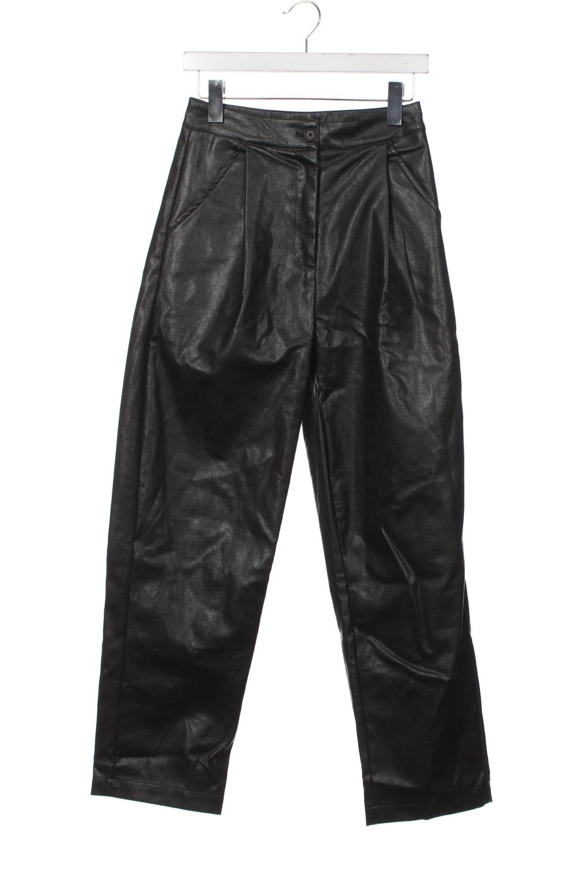 Дамски кожен панталон SHEIN, Размер XS, Цвят Черен, Цена 13,05 лв.