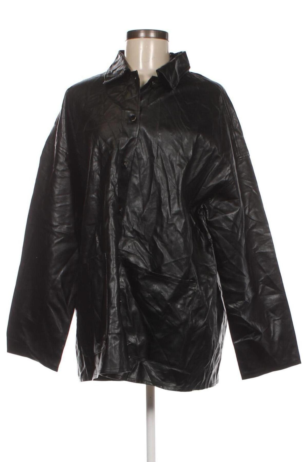 Γυναικείο δερμάτινο μπουφάν SHEIN, Μέγεθος XL, Χρώμα Μαύρο, Τιμή 10,00 €