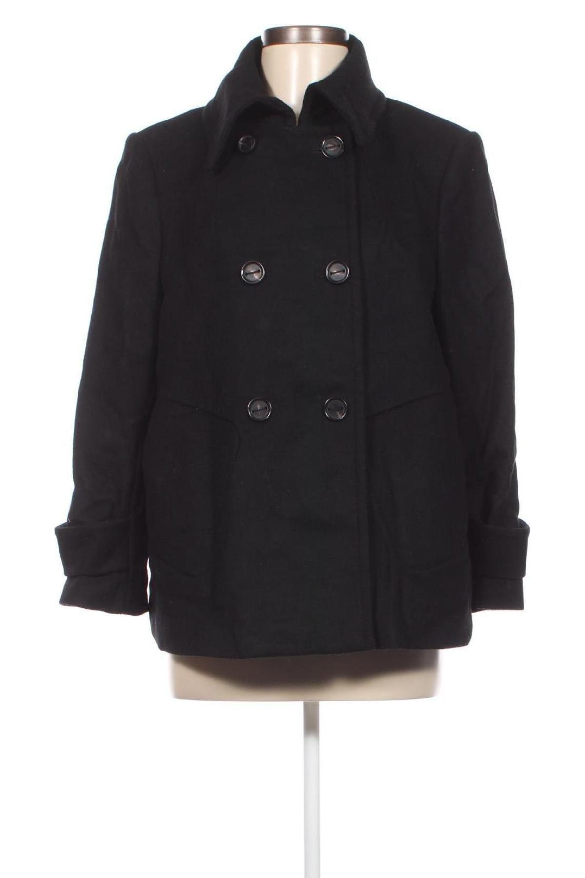 Дамско палто Zara, Размер XL, Цвят Черен, Цена 34,30 лв.