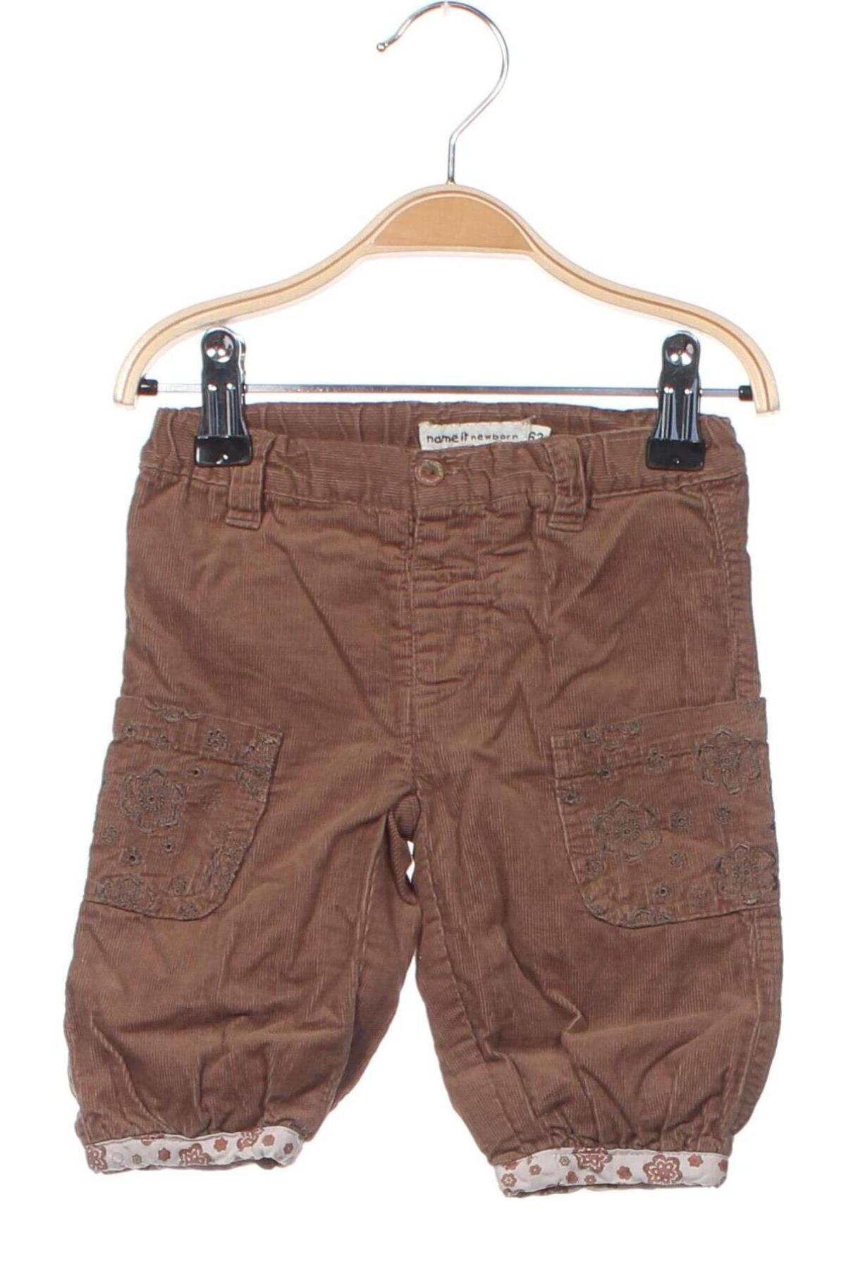 Pantaloni de catifea reiată, pentru copii Name It, Mărime 3-6m/ 62-68 cm, Culoare Bej, Preț 8,22 Lei