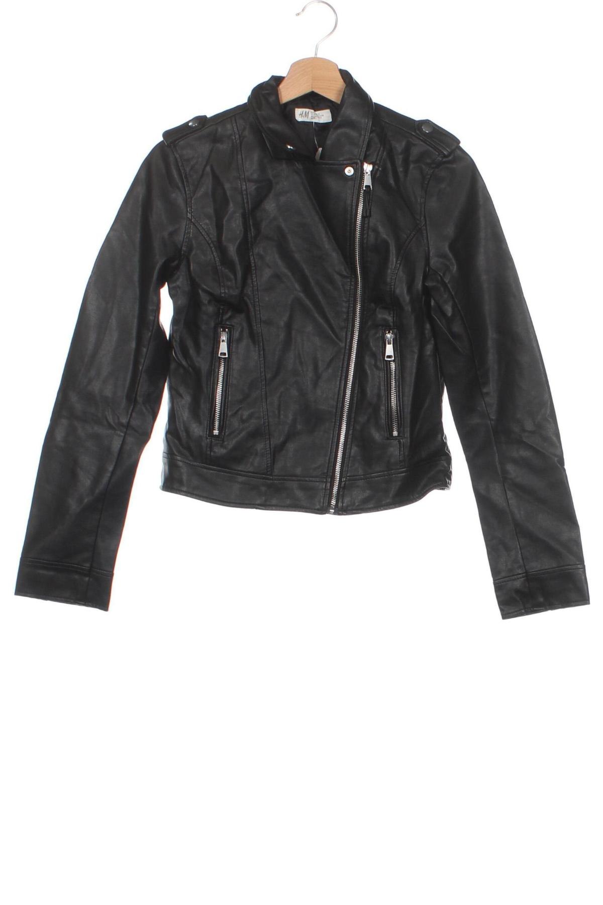 Dětská kožená bunda  H&M, Velikost 14-15y/ 168-170 cm, Barva Černá, Cena  351,00 Kč