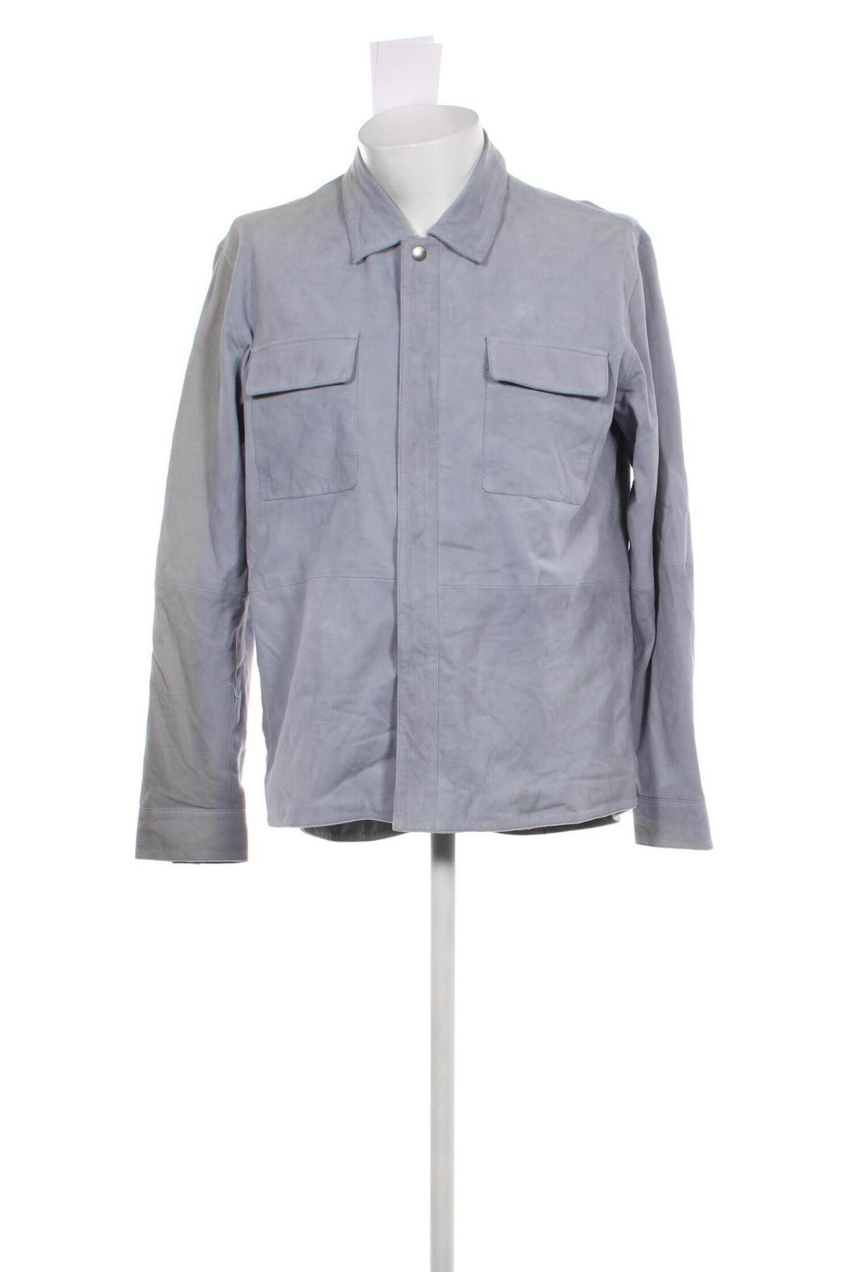 Ανδρικό δερμάτινο μπουφάν Selected Homme, Μέγεθος L, Χρώμα Μπλέ, Τιμή 44,07 €