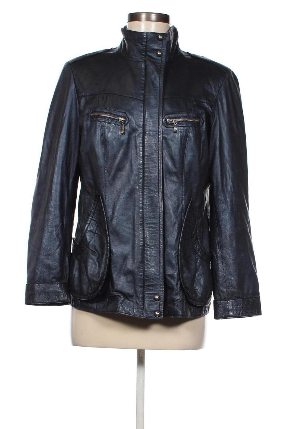 Damen Lederjacke, Größe M, Farbe Blau, Preis 33,99 €