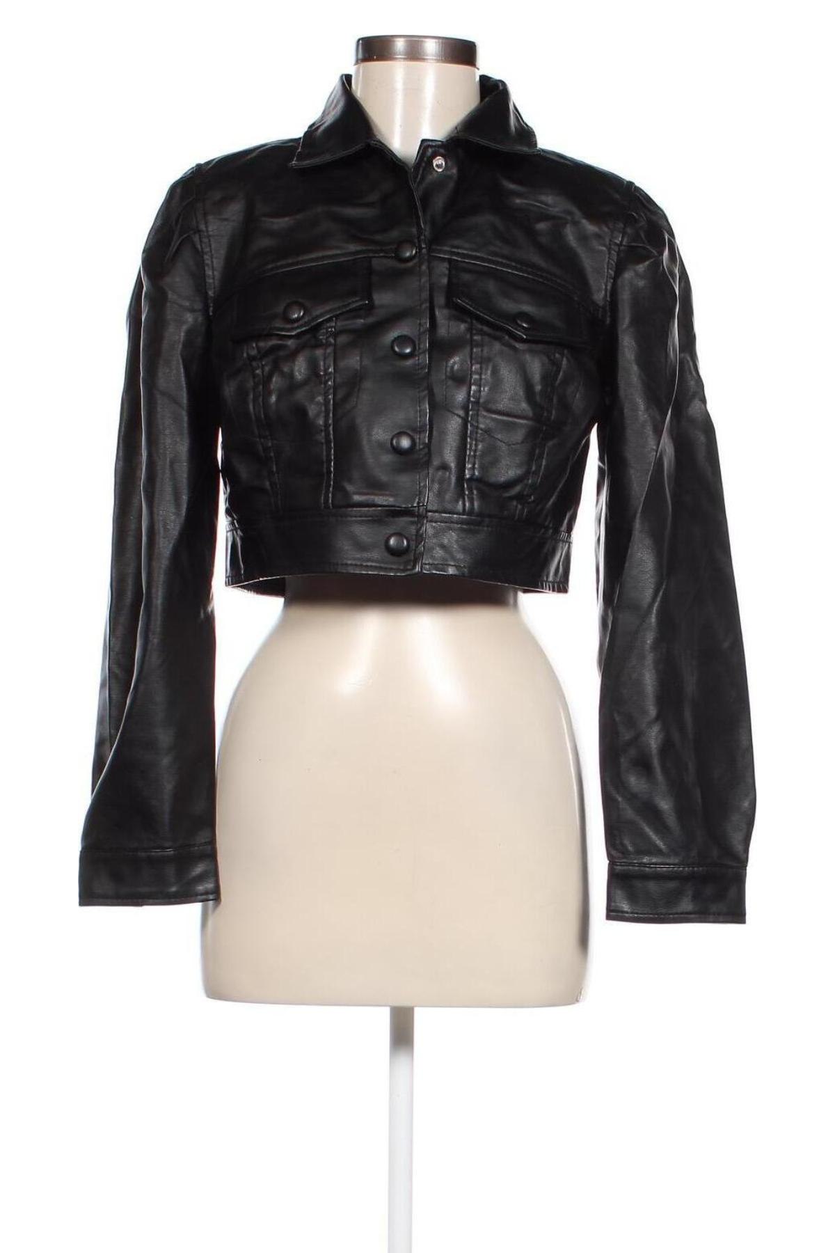 Damen Lederjacke New Look, Größe M, Farbe Schwarz, Preis 20,99 €