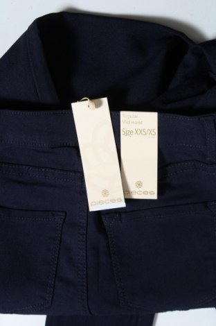 Γυναικείο παντελόνι Pieces, Μέγεθος XXS, Χρώμα Μπλέ, 65% βισκόζη, 30% πολυαμίδη, 5% ελαστάνη, Τιμή 18,35 €