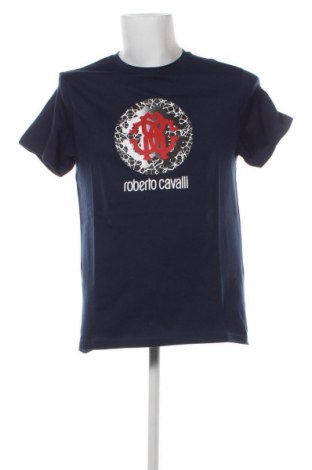 Męski T-shirt Roberto Cavalli, Rozmiar L, Kolor Niebieski, Cena 535,44 zł