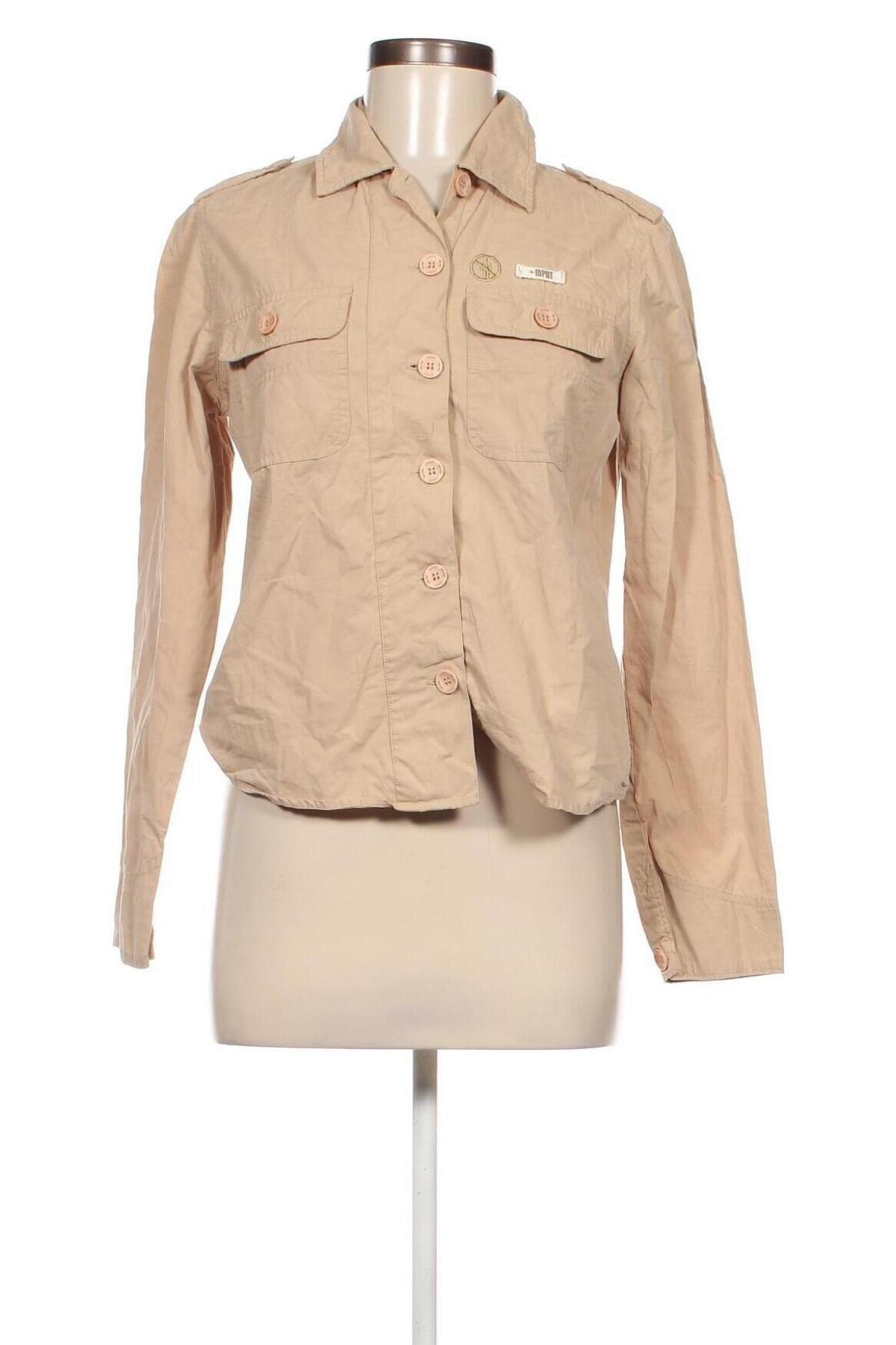 Γυναικείο πουκάμισο Idpdt, Μέγεθος M, Χρώμα  Μπέζ, Τιμή 2,57 €