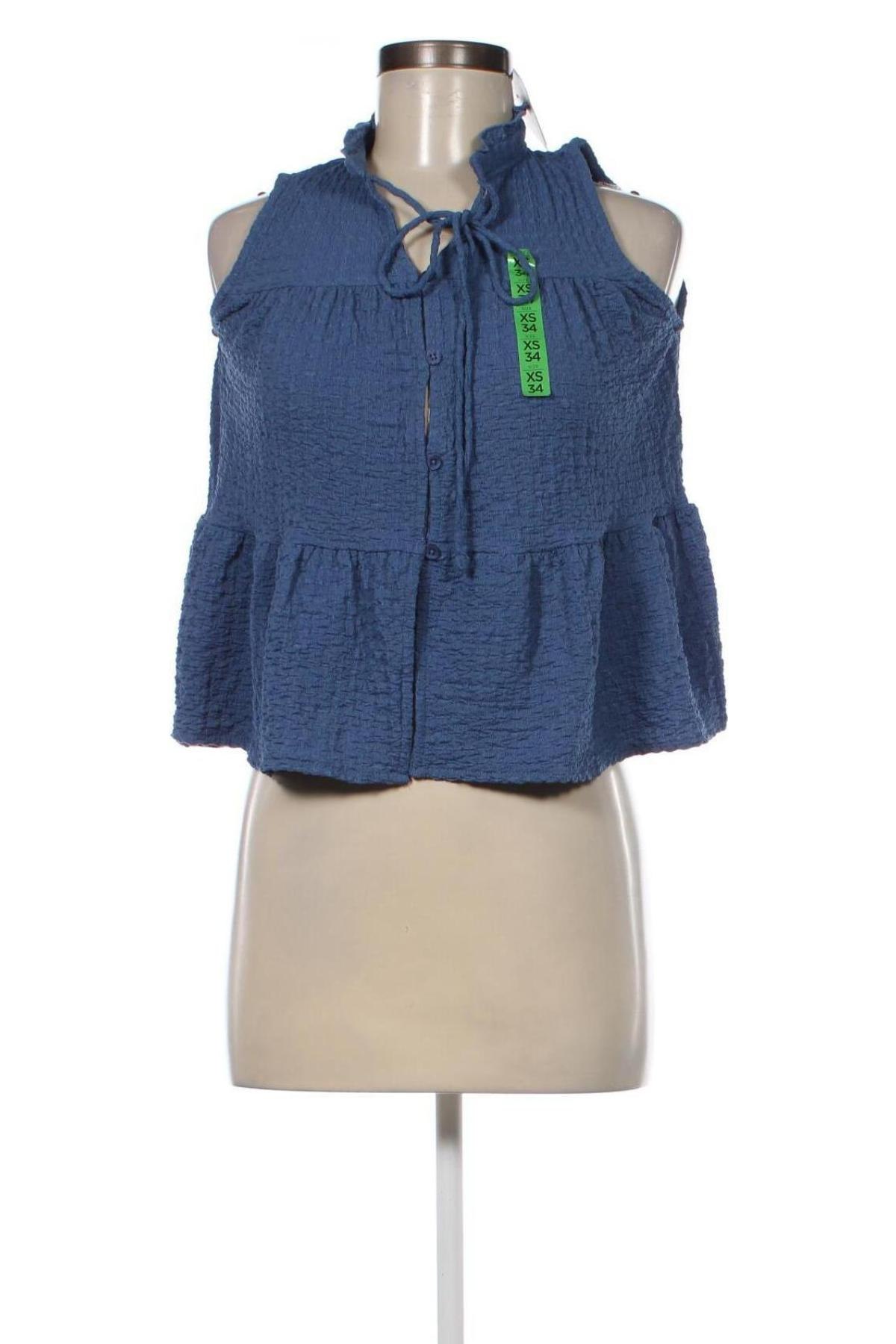 Γυναικείο αμάνικο μπλουζάκι Pull&Bear, Μέγεθος XS, Χρώμα Μπλέ, Τιμή 6,92 €