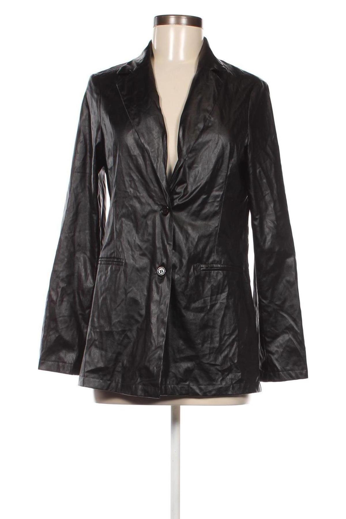 Γυναικείο δερμάτινο μπουφάν SHEIN, Μέγεθος S, Χρώμα Μαύρο, Τιμή 6,06 €