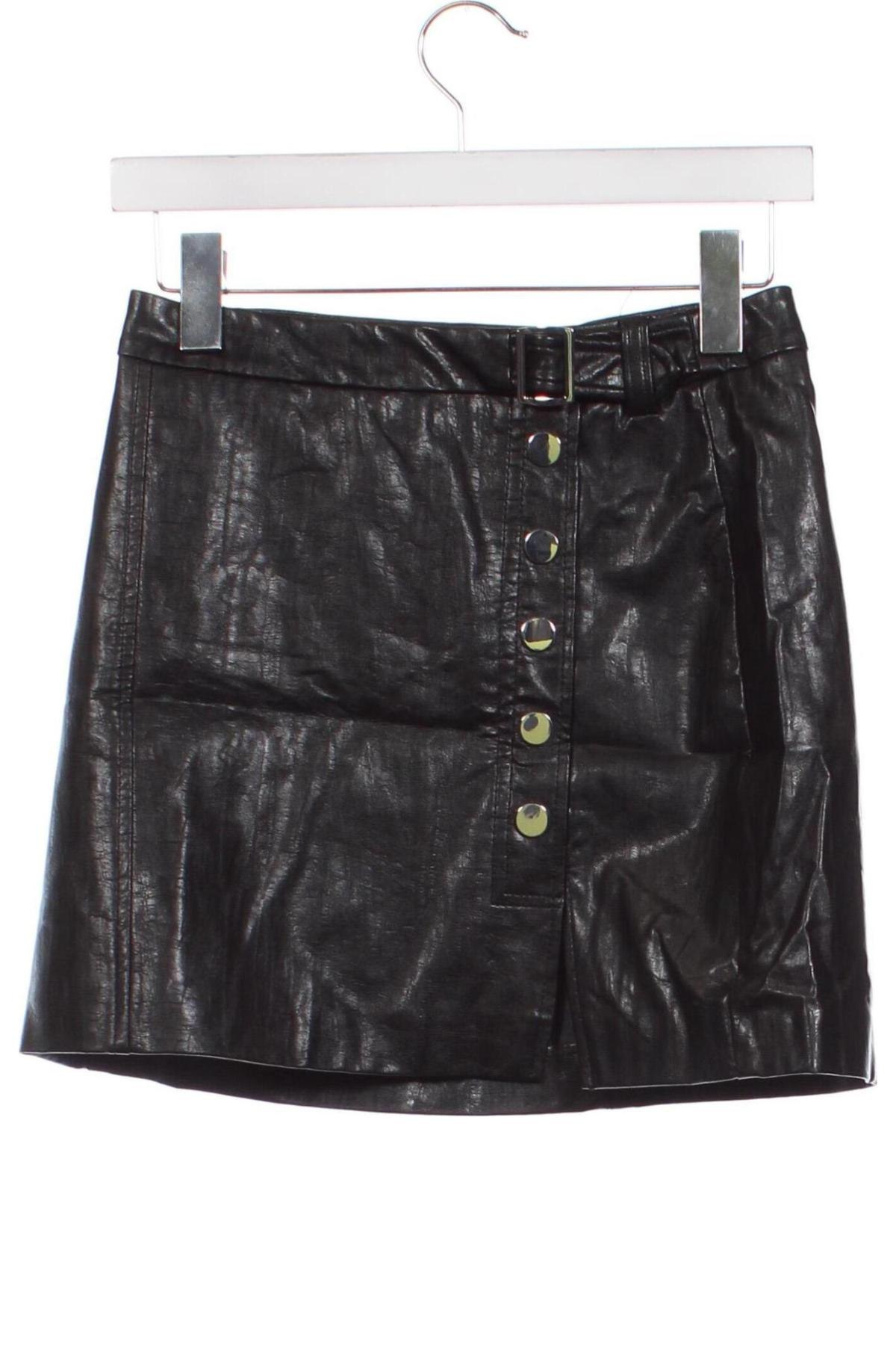 Δερμάτινη φούστα Bershka, Μέγεθος XS, Χρώμα Μαύρο, Τιμή 2,87 €